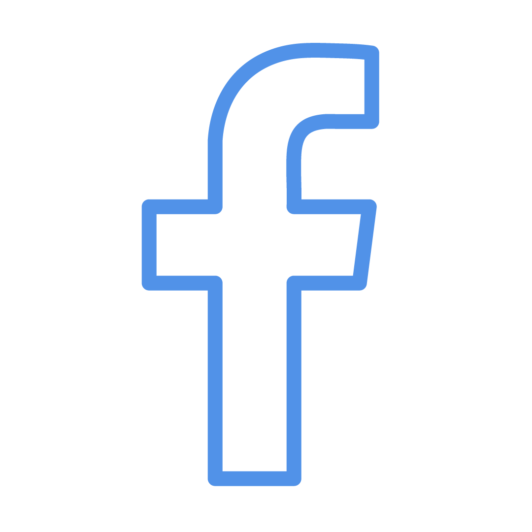 Blue outline of facebook icon
